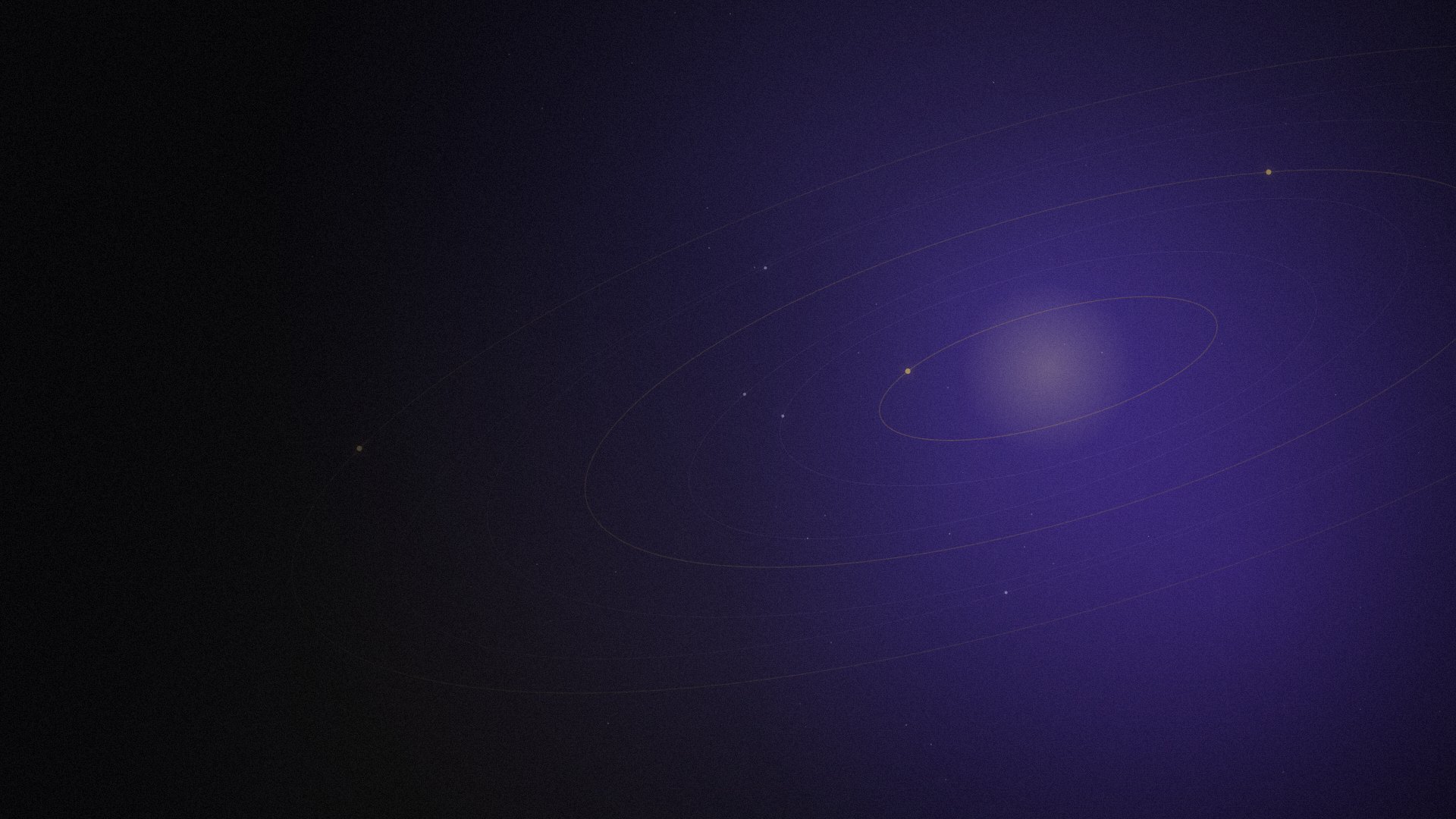 Órbitas doradas sobre fondo violeta: visibilidad digital EigenGrau